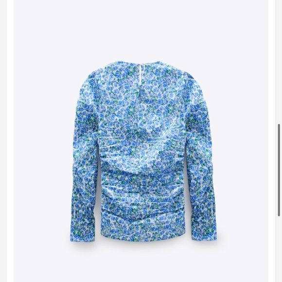 Zara women’s printed floral gathered blouse tops - Picture 3 of 16